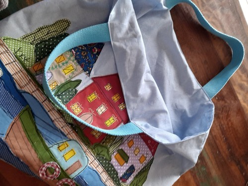 Einkaufstasche Einkaufsbeutel mit Applikation Hafen Handarbeit - Bild 3 von 10