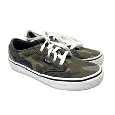 Vans Kids Camo Lace Up Tennis Shoe - Green 5Y