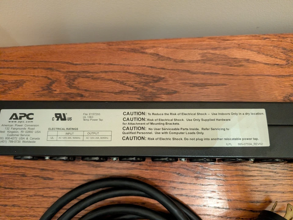 APC AP9564 BASIC RACK PDU RACKMOUNT 10 OUTLET POWER STRIP PLUG 120VAC 16A - Image 4 of 4