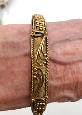 Vintage Ornate Gold Tone Slip On Bangle Brace...