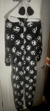 Disney Nightmare Before Christmas Jack Skellington Hooded One Piece Pajama M