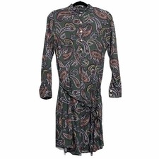 Lands’ End‎ Green Paisley Long Sleeve Dress Pockets Womens 4P