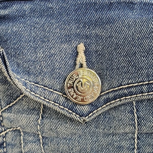 ​True Religion Jimmy Denim Jacket Mens XL Blue Horseshoe Flap Pockets Trucker  image 4