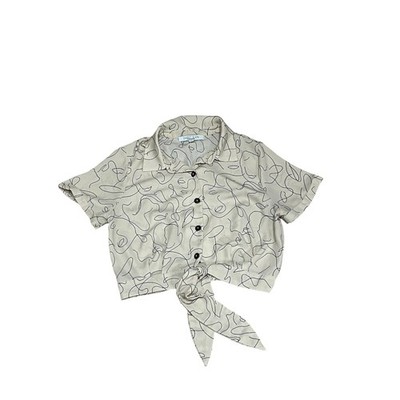 Sweet Rain Abstract Button-Up Blouse Women s Size Medium