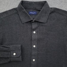 Proper Cloth Beacon Flannel Shirt Mens 16.5 35 Large Extra Slim Herringbone Gray