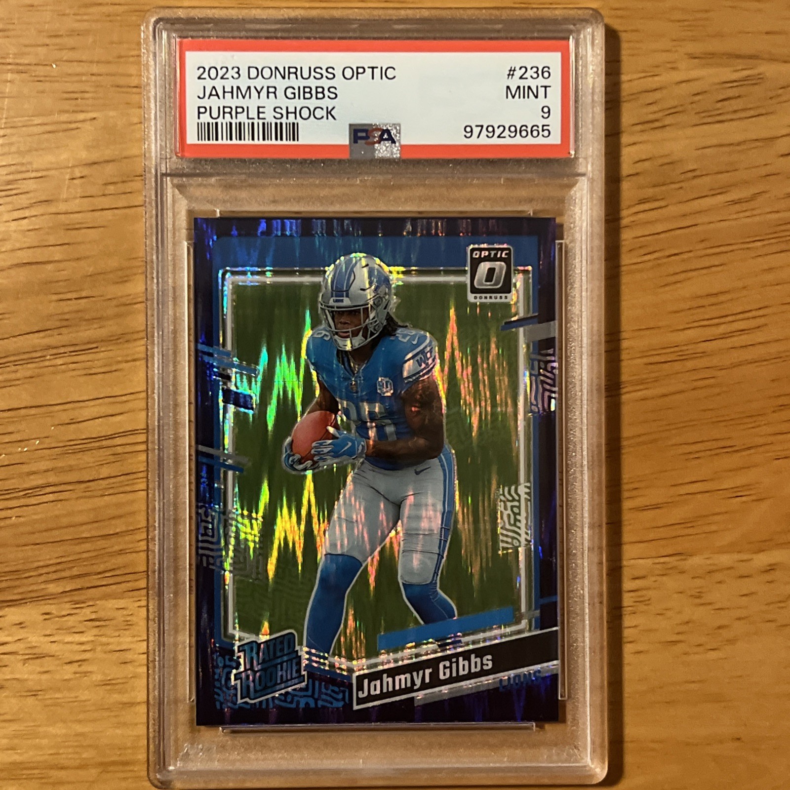 Jahmyr Gibbs Detroit Lions 2023 Donruss Optic Purple Shock PSA 9 #236 🔥🔥🔥