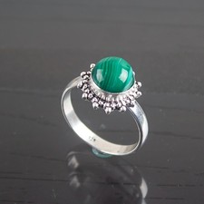 Natural Malachite Gemstone 925 Sterling Silver Jewelry Partywear Ring For Gift