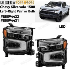 Led Headlight For 2022-2025 Chevy Silverado 1500 Black Leftright Pair W Bulb