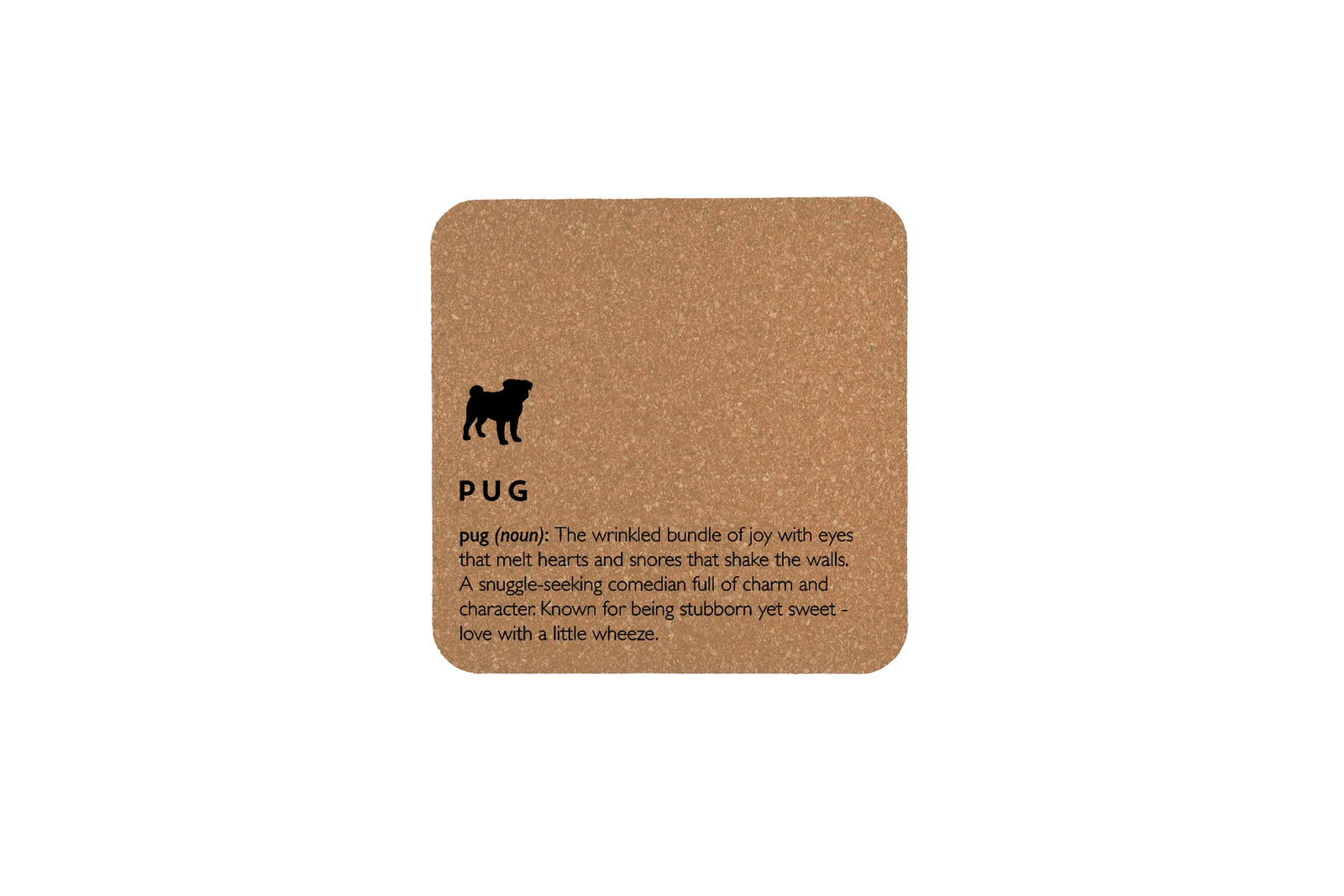 Just Paws Pug Cork Coaster | Eco Friendly Tableware | Homeware