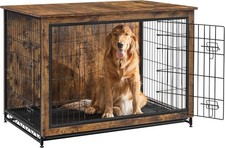 Feandrea 44.1 Dog Crate Furniture XL Wood Kennel Rustic