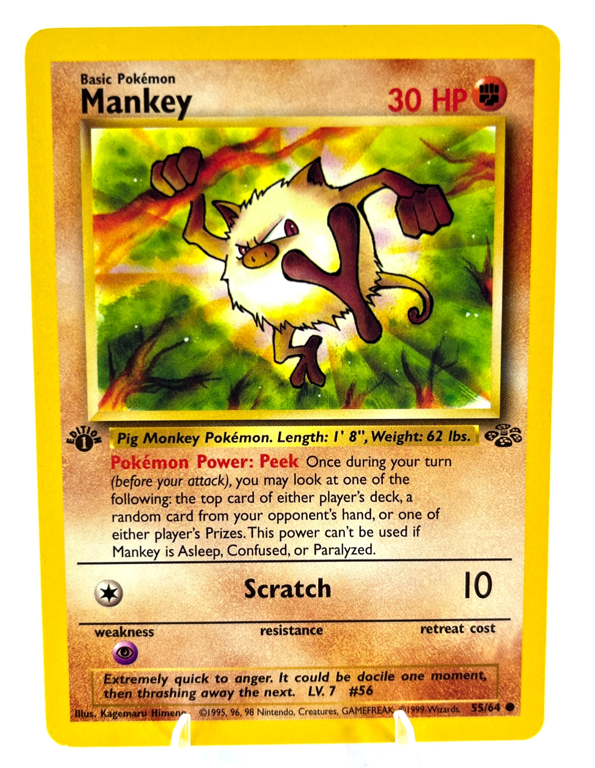 1st Edition Mankey 55/64 - Jungle - Common - Pokemon - NM