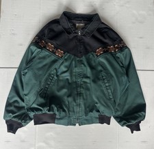 Express Rider Men's Bomber Jacket Green Black Size 2XL Aztec Western Made in USA