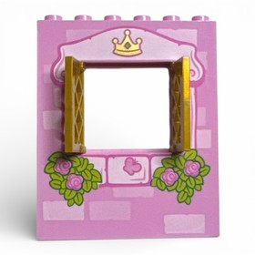 LEGO Panel 1 x 6 x 6 Window Pink Brick Gold Shutters Junior Princess Play Castle