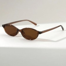 1pcs Minimalist black-rim oval sunglasses sun protection fits all face shapes