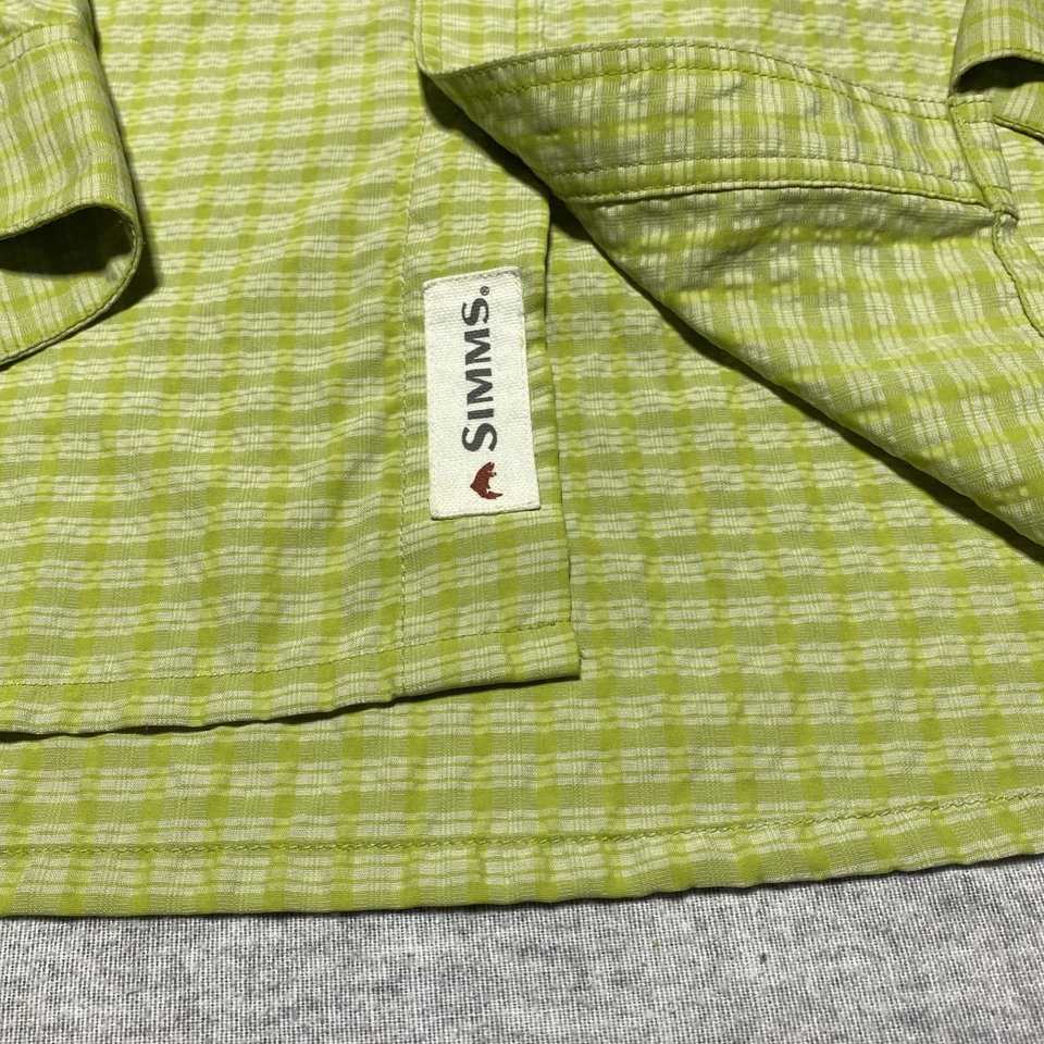 Simms Shirt Mens Large Green Fishing Check Nylon Blend Button Outdoors Nature - Image 4 of 4