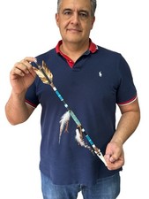 decorative REAL NAVAJO ARROW , handcrafted , made by Carlos Longoria , Teal