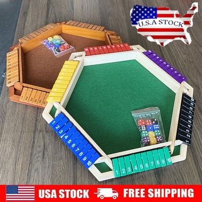 6 Player Shut the Box Wooden Board Games Classic Dice Board Game Family Game Toy