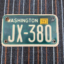 1974 Washington Motorcycle License Plate JX-380
