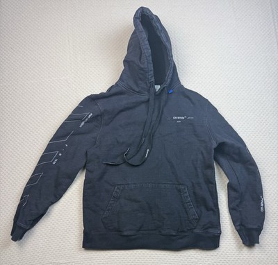 Off-White C/O Virgil Abloh Black Cotton Outline Arrow Hoodie Size Small