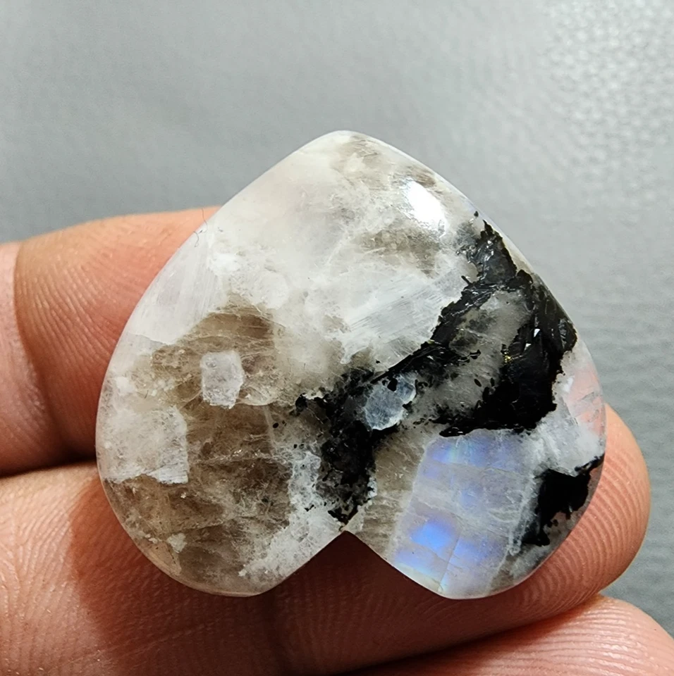 41 Crt Brillante Blanco Arco Iris Piedra Lunar Cabujón Forma Corazón Joyería ... - Imagen 2 de 4