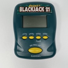 1997 Radica Pocket Blackjack 21 Handheld Electronic Game Green