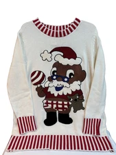 DUBGEE by Whoopi Santa Teddy Bear Sweater Women’s M Holiday 2019 Chenille Knit