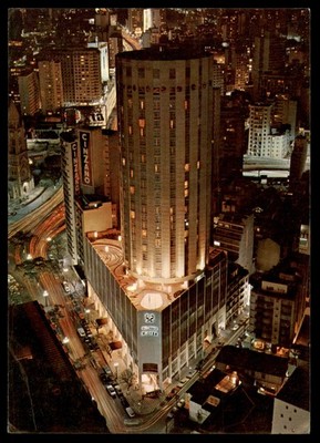 Postcard Nighttime Cityscape with Tall Buildings