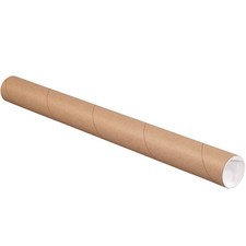 Aviditi Kraft Mailing Tubes with Caps, 2" x 24", Pack of 6