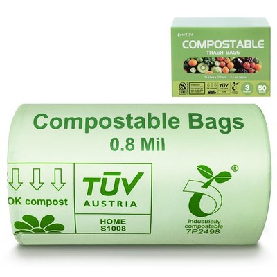 Compostable Trash Bags, Small Compost Bags 3 Gallon, Extra Thick 0.8 Mils, 16...