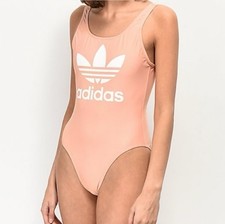 Adidas Originals Trefoil One Piece Swimsuit Womens Size L Peach Athletic Logo
