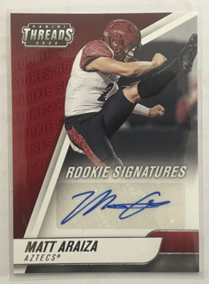 2022 Panini Chronicles Threads Rookie Signatures #TH-MAR Matt Araiza RC