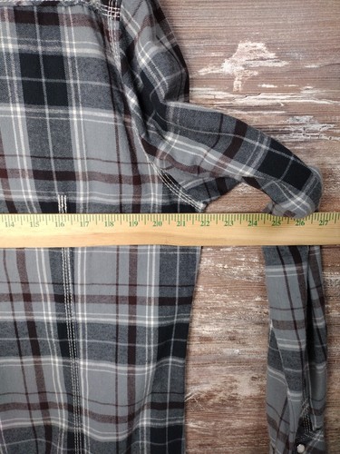 True Religion Western Gray Plaid Flannel Shirt Men’s XL Pearl Snap Horseshoe - Picture 14 of 14