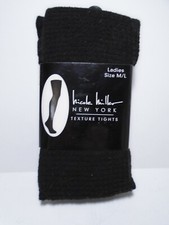 Nicole Miller New York Textured Black Footed Tights Ladies Size M / L NEW