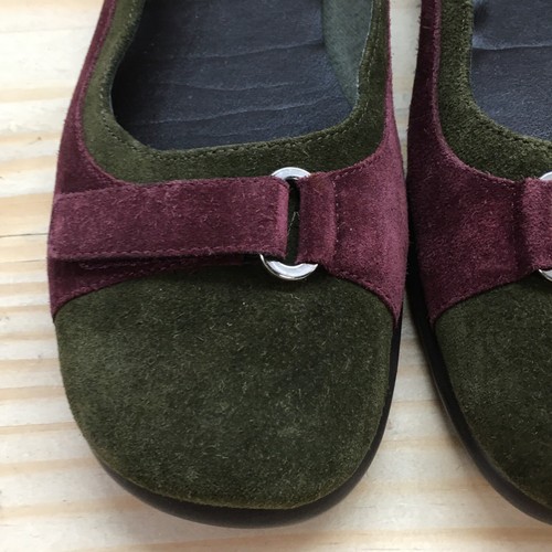 Aerosoles Shoes Womens 7.5 B Pajama Casual Slip Ons Flats Burgundy Green Suede - Picture 7 of 18