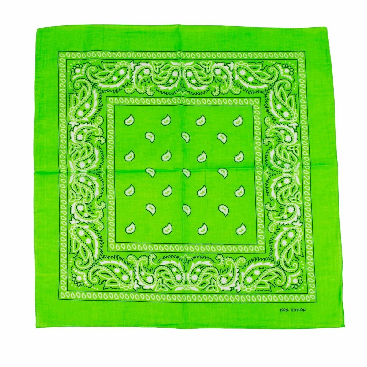 12 Lime Green Paisley Bandana Cotton Face Mask Cover HeadWrap Scarf Lot  Bandanna