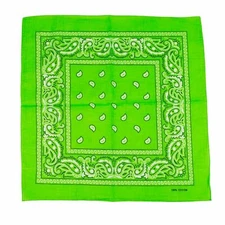 1 Lime Green Paisley Bandana Cotton Face Mask Cover HeadWrap Scarf Lot Bandanna