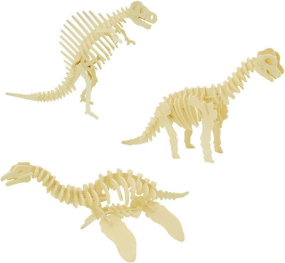 I-Chony 3D Wooden Crafts Puzzle - 3 Piece Set Wood Dinosaur Skeleton Model Puzzl