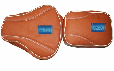 Fits Royal Enfield Classic Embossed Front & Rear Seat Cover Tan Leatherette AEs