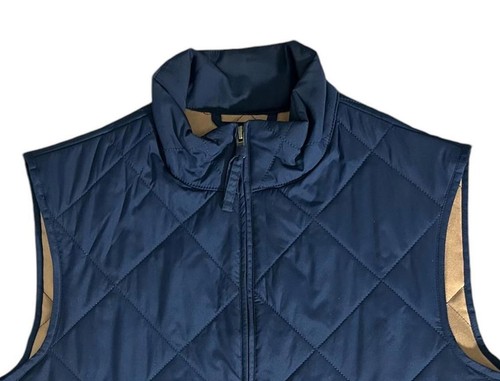 J.CREW Men's (S) Hunter Green Quilted Zip-Up Puffer Vest w/ Gold Lining - Picture 3 of 9