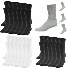 Wholesale Lots Men's Women Plain Solid Sports Cotton Crew Socks Black 9-11 10-13
