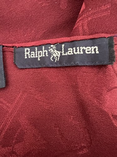 Ralph Lauren 100% Silk Scarf 52" x 10" Tonal Equestrian Print /Burgundy / Fringe - 第 7/9 張圖片