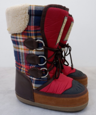 Dsquared2 Ds2 Womens Snow Boots Size Uk 2-4 Eu 35-37 Red Tartan