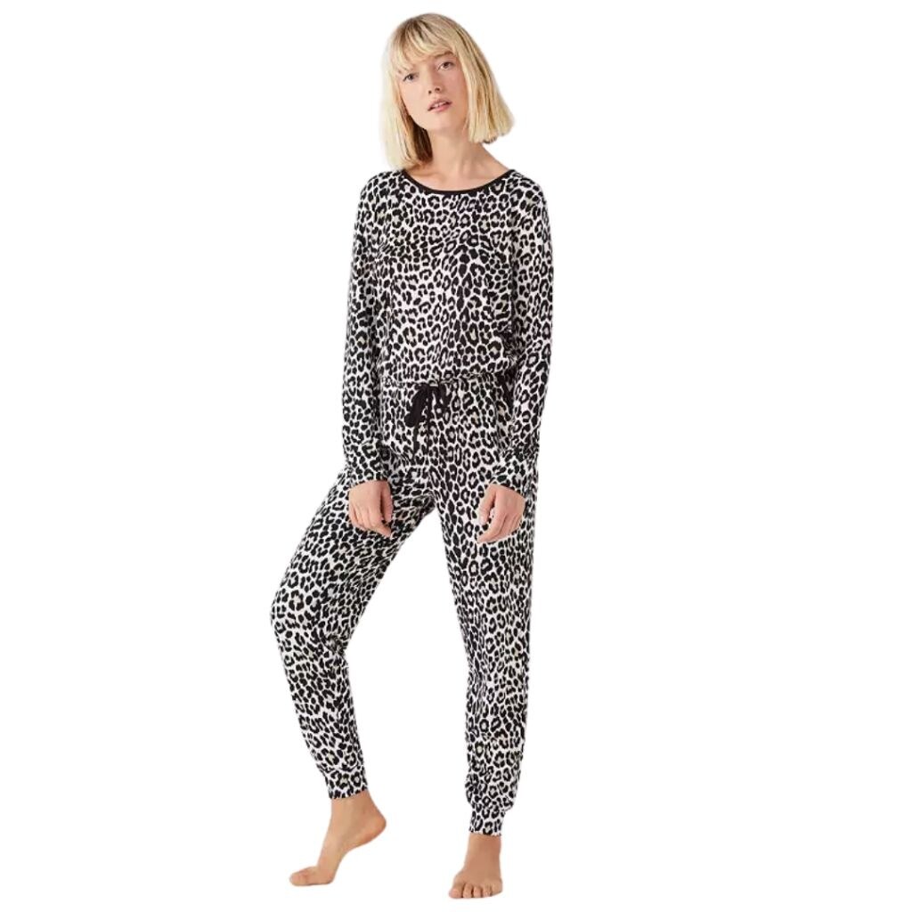 Kate Spade Romper Leopard Print Long Sleeve Jumpsuit - Large