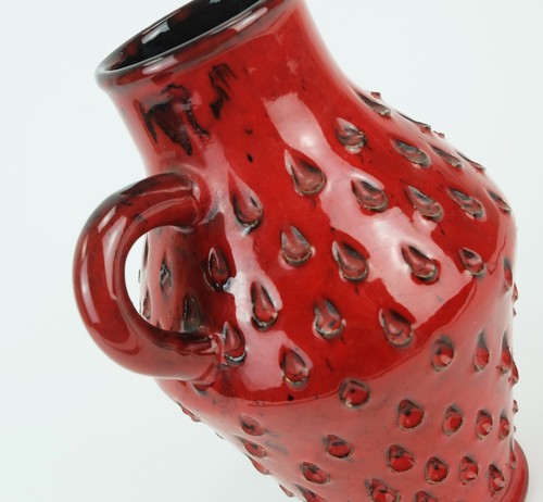 italian mid century VASE fratelli fanciullacci strawberry sgraffito decor 1960s - 第 6/8 張圖片