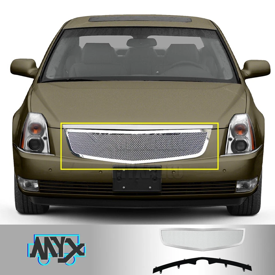 Front Mesh Grille for 2006- 2011 Cadillac DTS Stainless Steel Chrome Grill Foto 3 de 4
