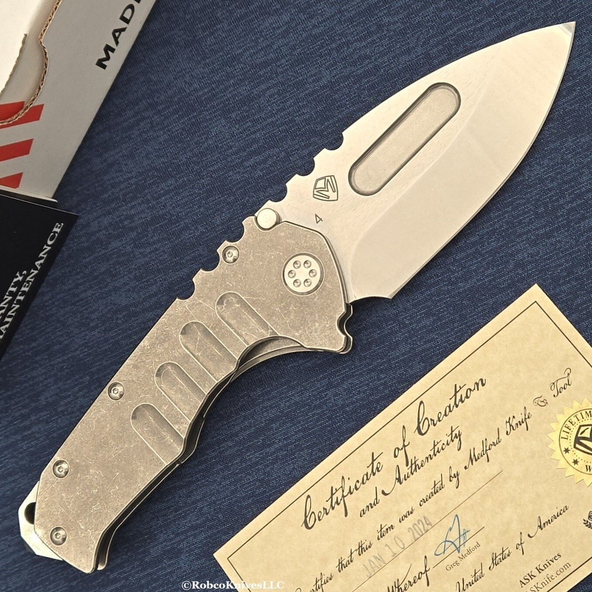 Medford Praetorian T LEFT HANDED Tumbled S45VN Blade Tumbled