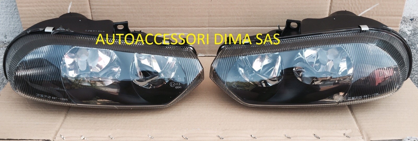 COPPIA FARO FARI FANALE PROIETTORE ALFA 156 1997-2003 PARABOLA NERA sped gratis