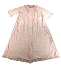 Vintage Shadowline Nightgown Pink Lace Trim Womens S USA