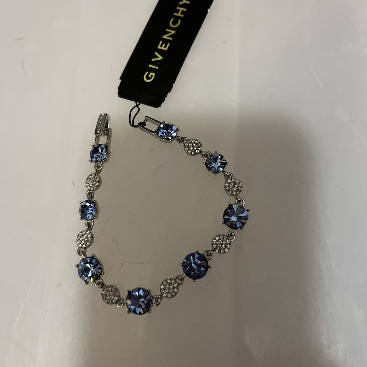 $68 GIVENCHY signed Silver TONE Blue Stone BRACELET J1ff | eBay $68 GIVENCHY signed Silver TONE Blue Stone BRACELET J1ff | eBay