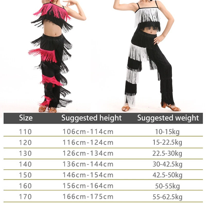 Kids Latin Dance Costumes Ballroom Plus Size Fringe Tassel Stage Outfits Costume - Image 4 of 4